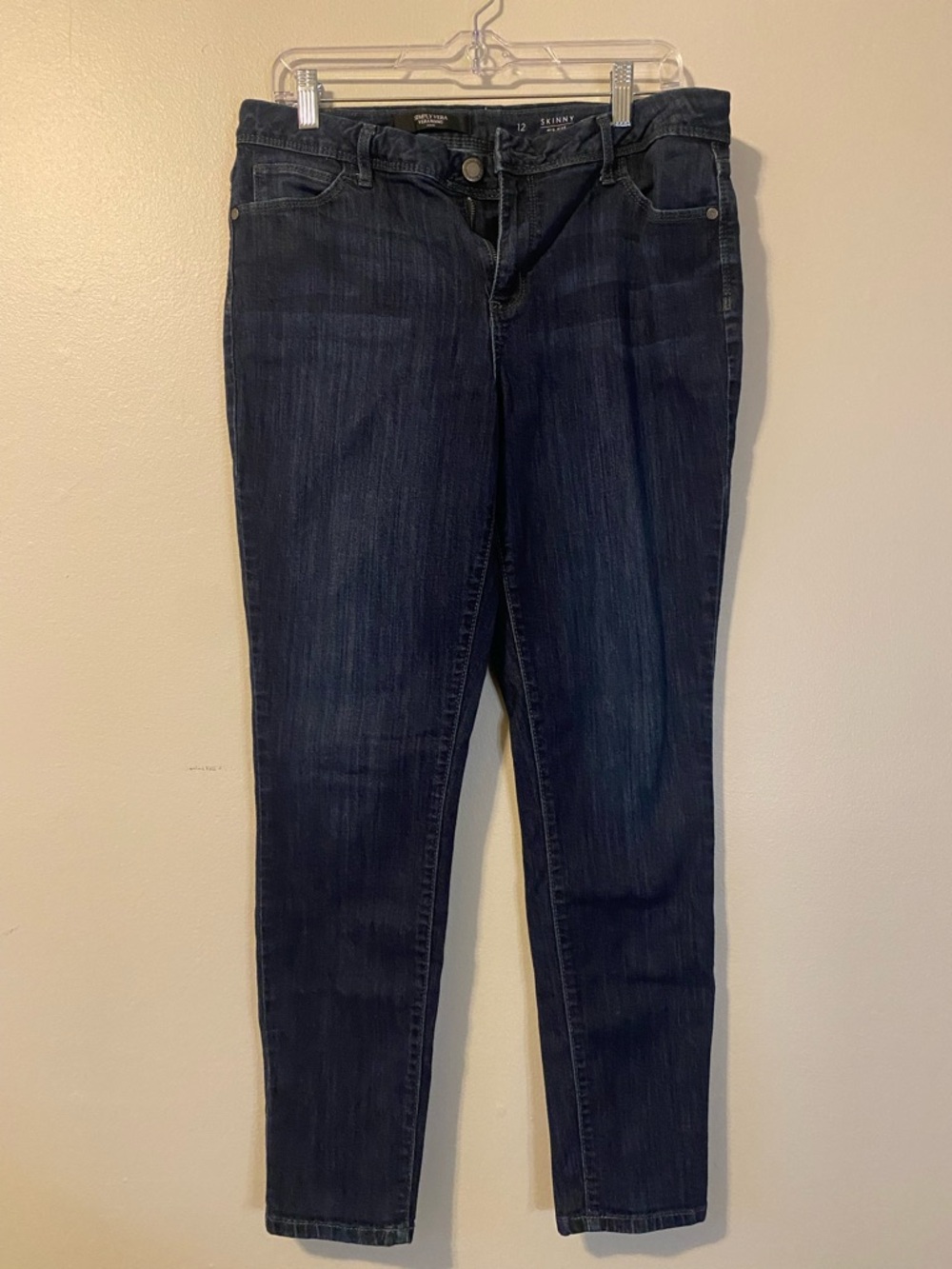 Simply Vera Vera Wang Skinny Mid Rise Jeans | Size 12 | Dark Wash